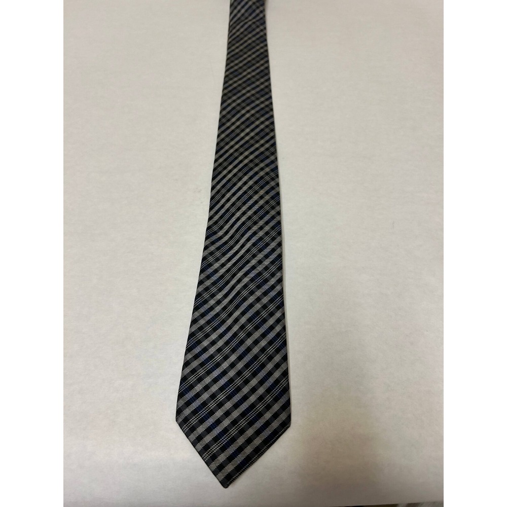Penguin Necktie Mens One Size Multicolor Stripe Check 100% Silk Designer Classic